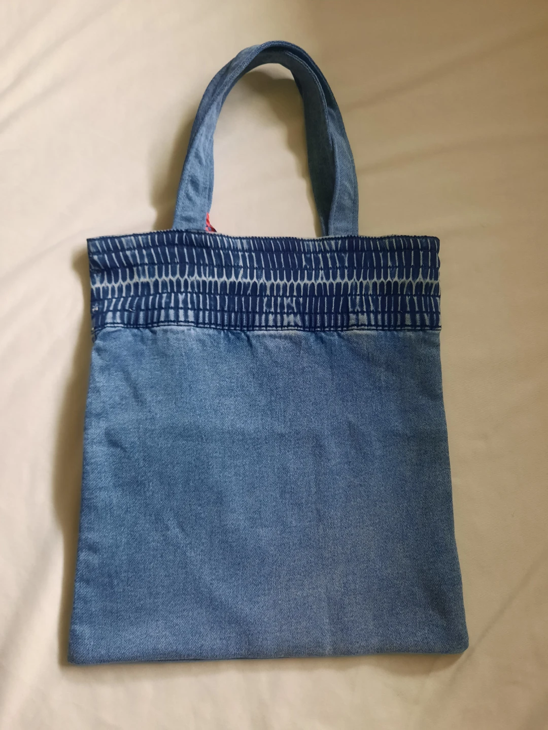 Denim Tote Bag with Floral Accent - photo 3