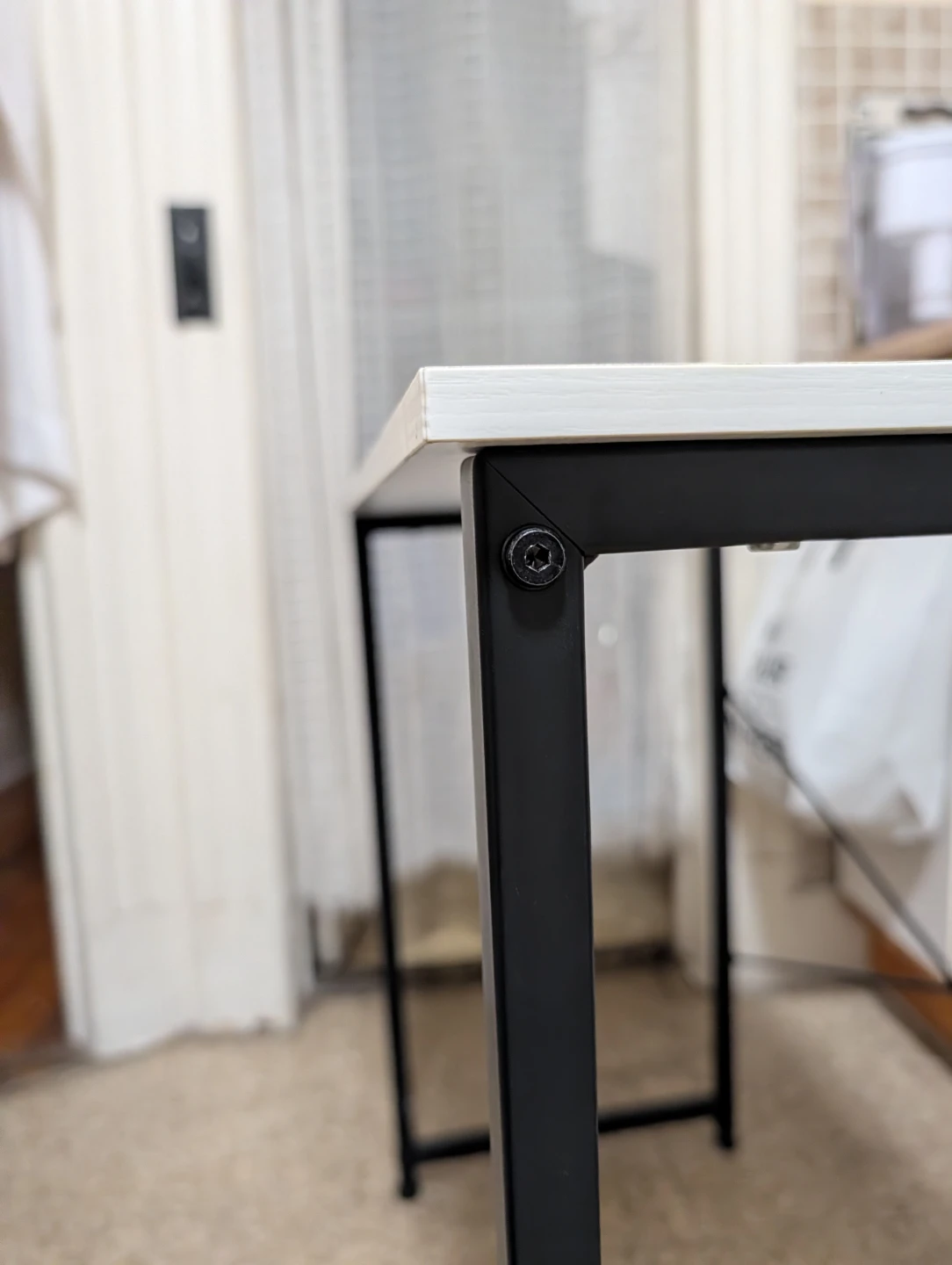 White Table/ Desk with Black Metal Frame - photo 3