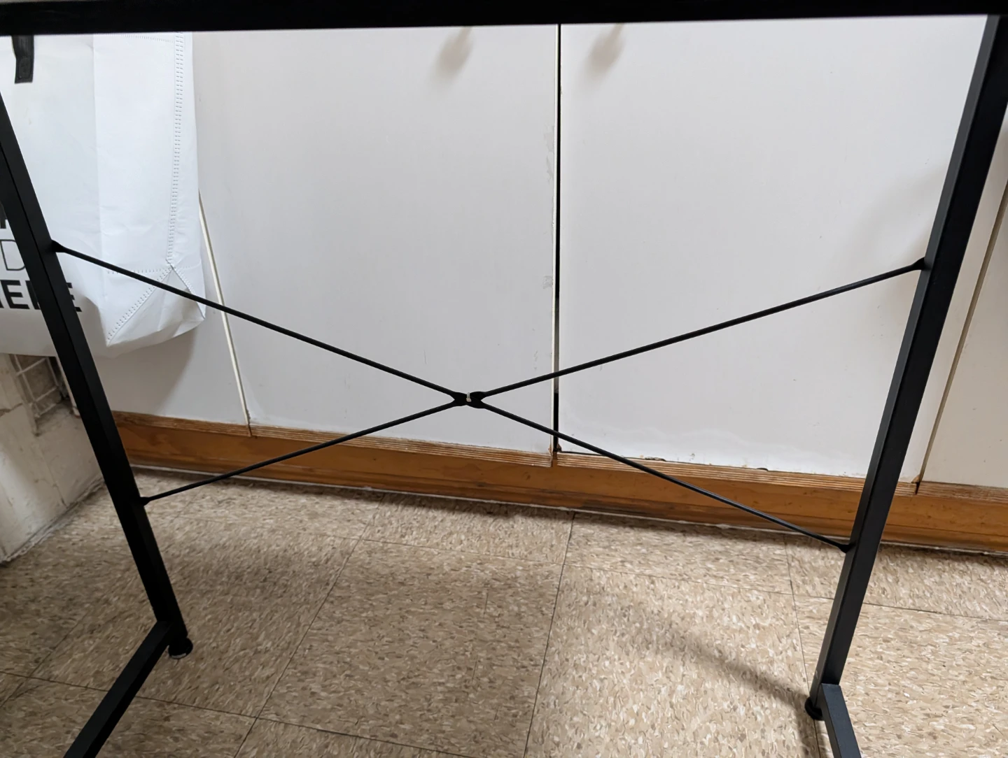 White Table/ Desk with Black Metal Frame - photo 4