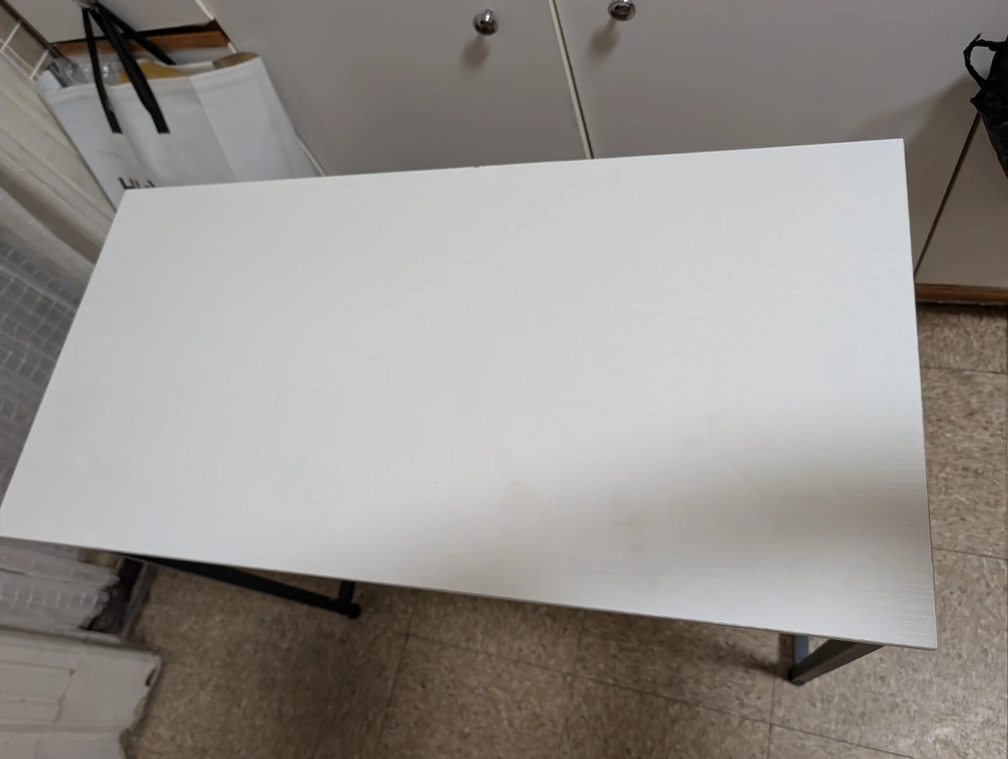 White Table/ Desk with Black Metal Frame - photo 5