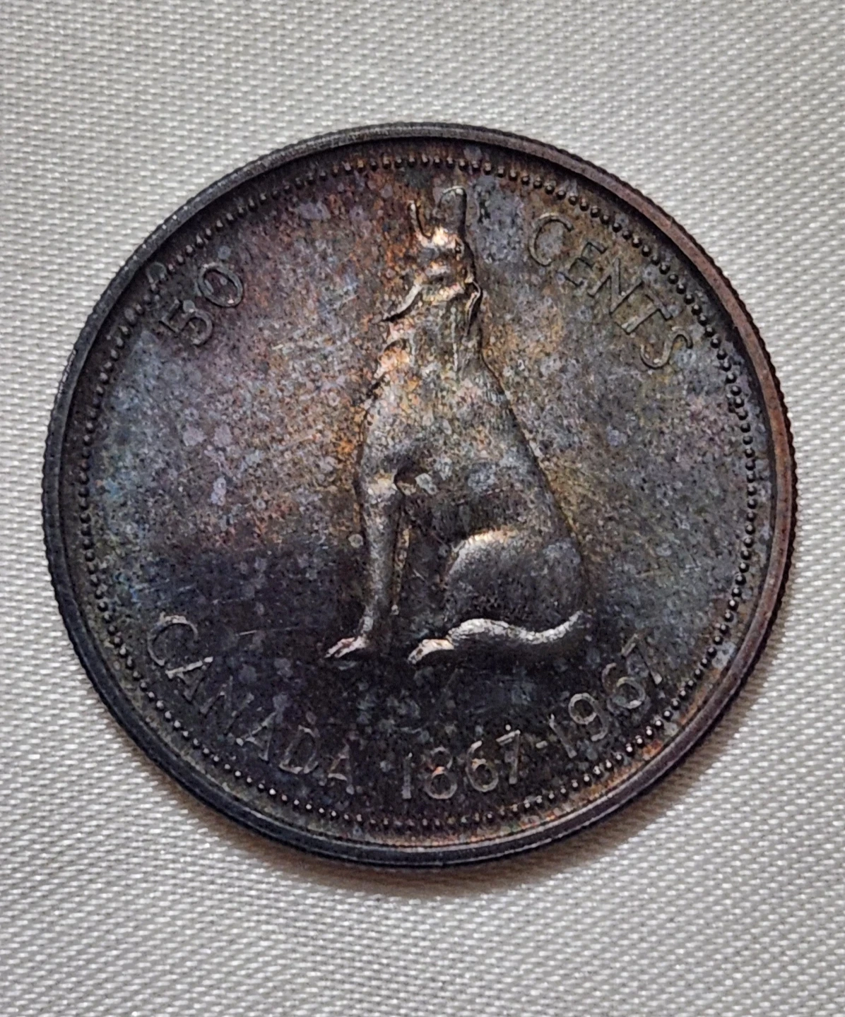 1967 Canada Silver 50 Cent Coin - Wolf - photo 2