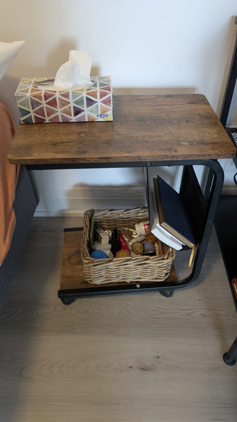 C-Shaped Side Table with Wheels