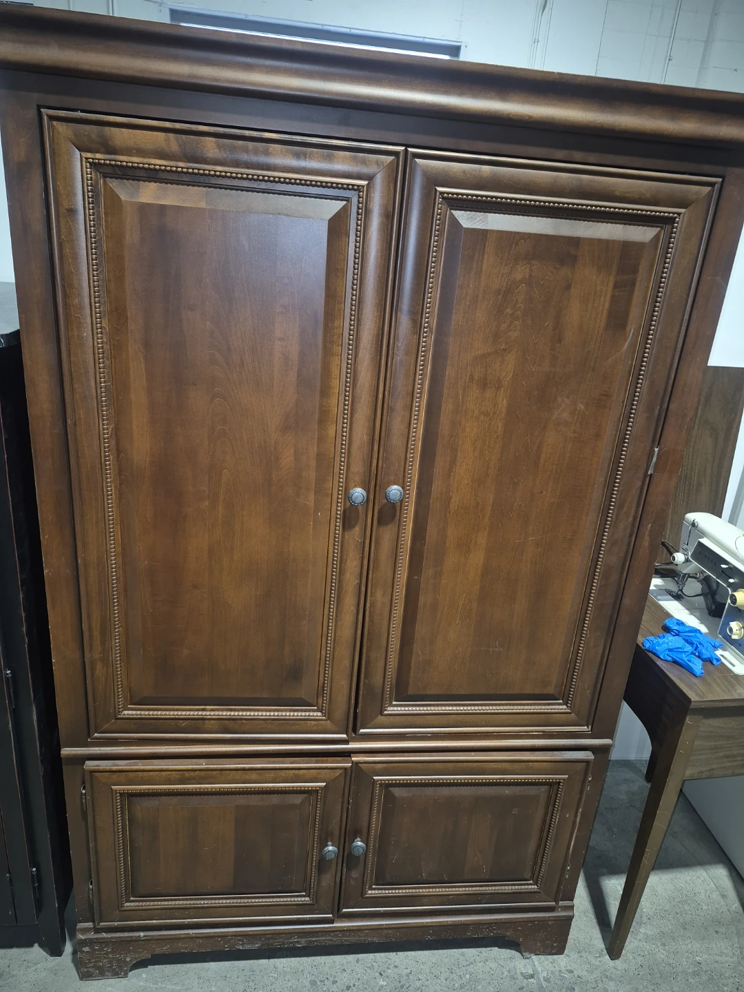 Wooden Media Cabinet with Doors and Drawers