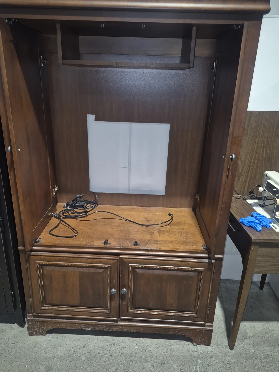 Wooden Media Cabinet with Doors and Drawers - photo 2