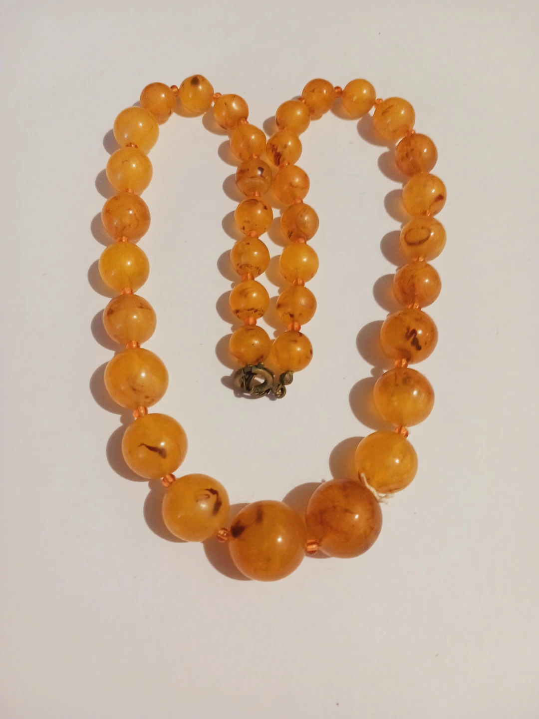 Vintage Amber Lucite Beaded Necklace