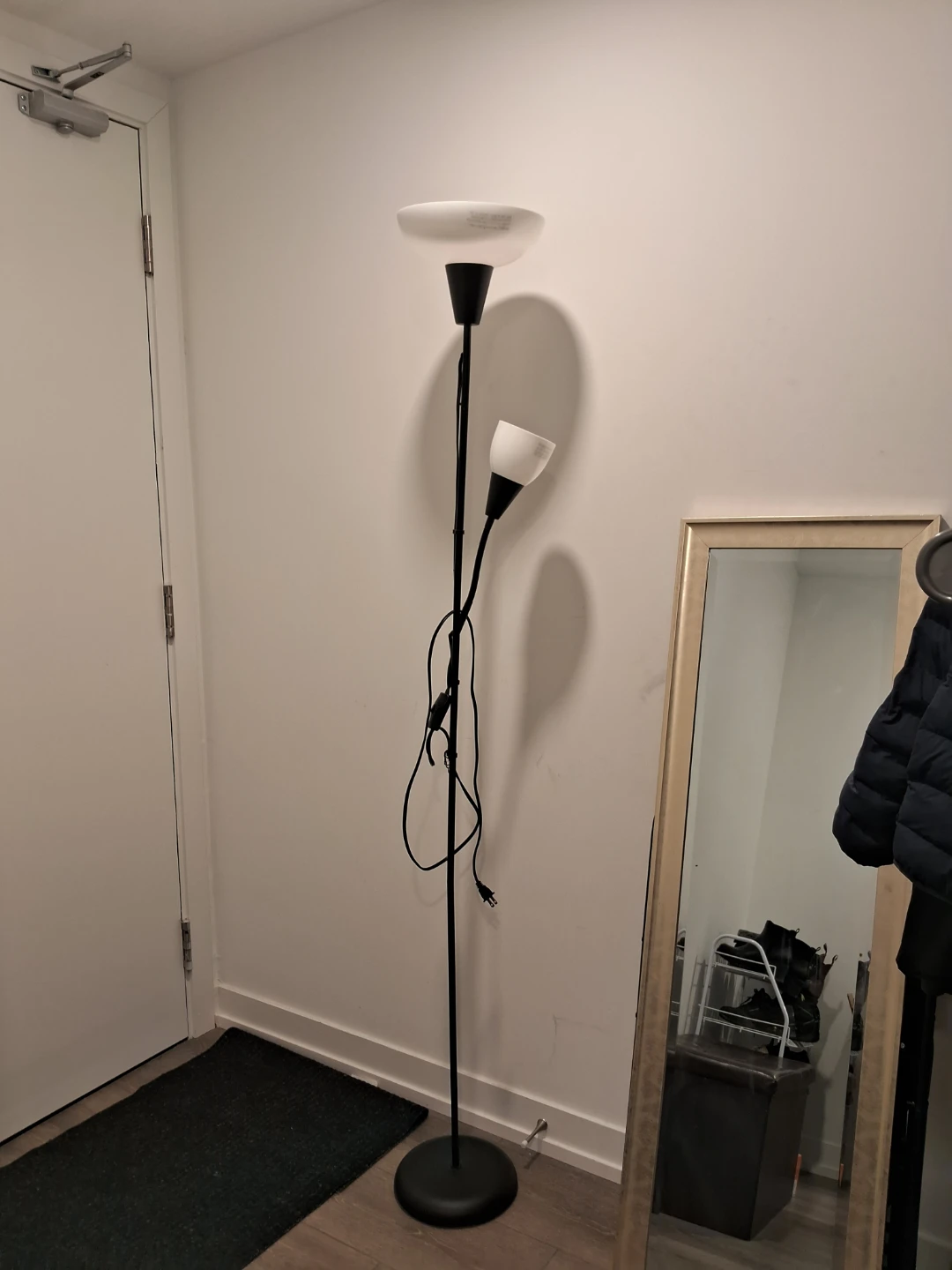 Black Floor Lamp with Adjustable Reading Light