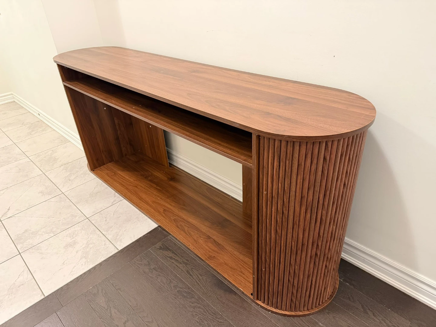 Wood Console Table with Fluted Sides - photo 4