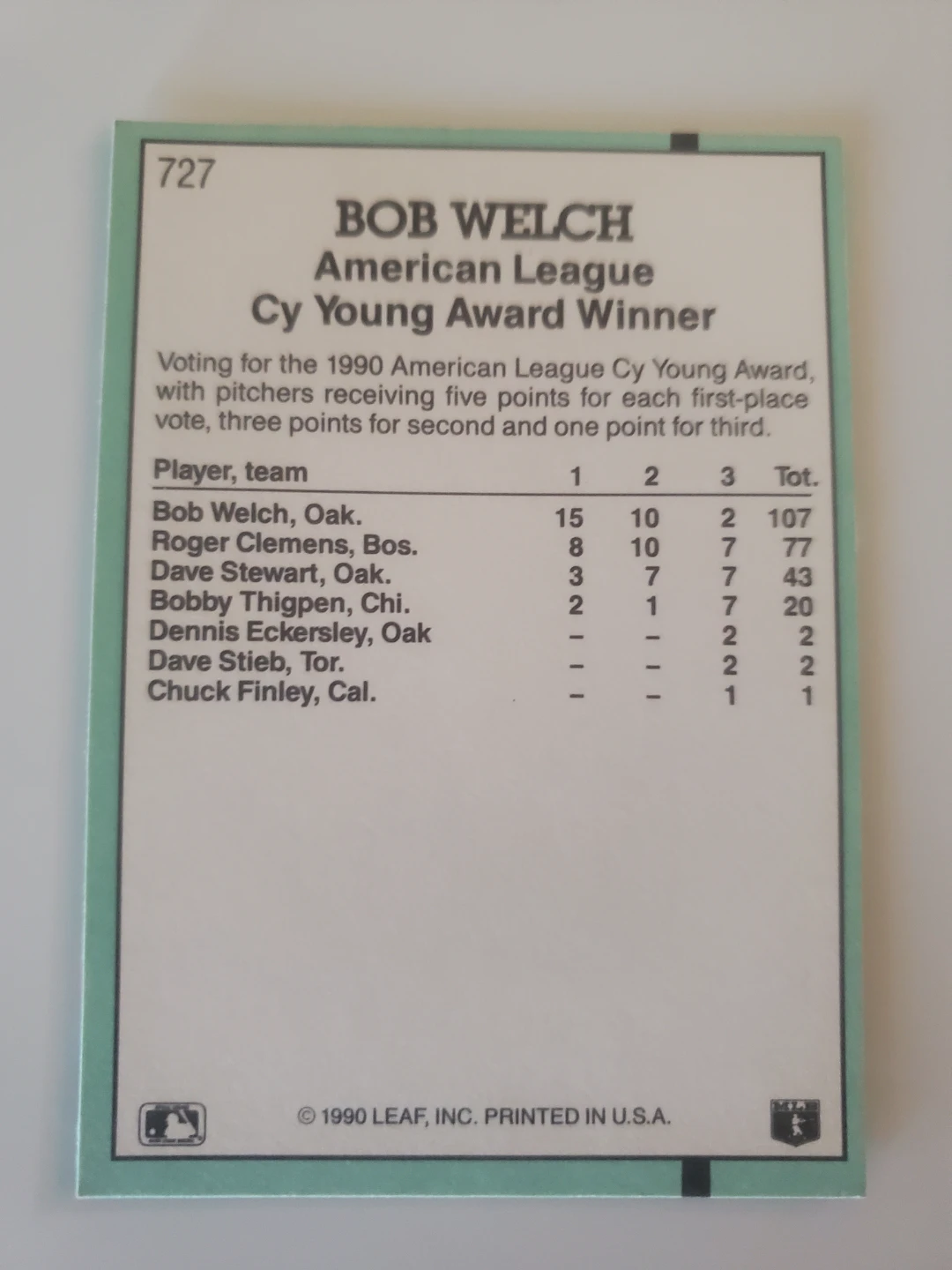 1991 Donruss Bob Welch Baseball Card - Oakland Athletics - photo 2