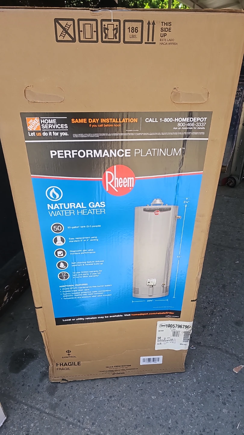Rheem 50 gallon natural gas water heater
