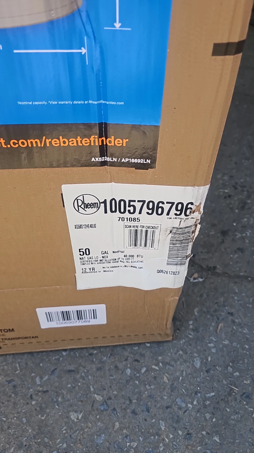 Rheem 50 gallon natural gas water heater - photo 2