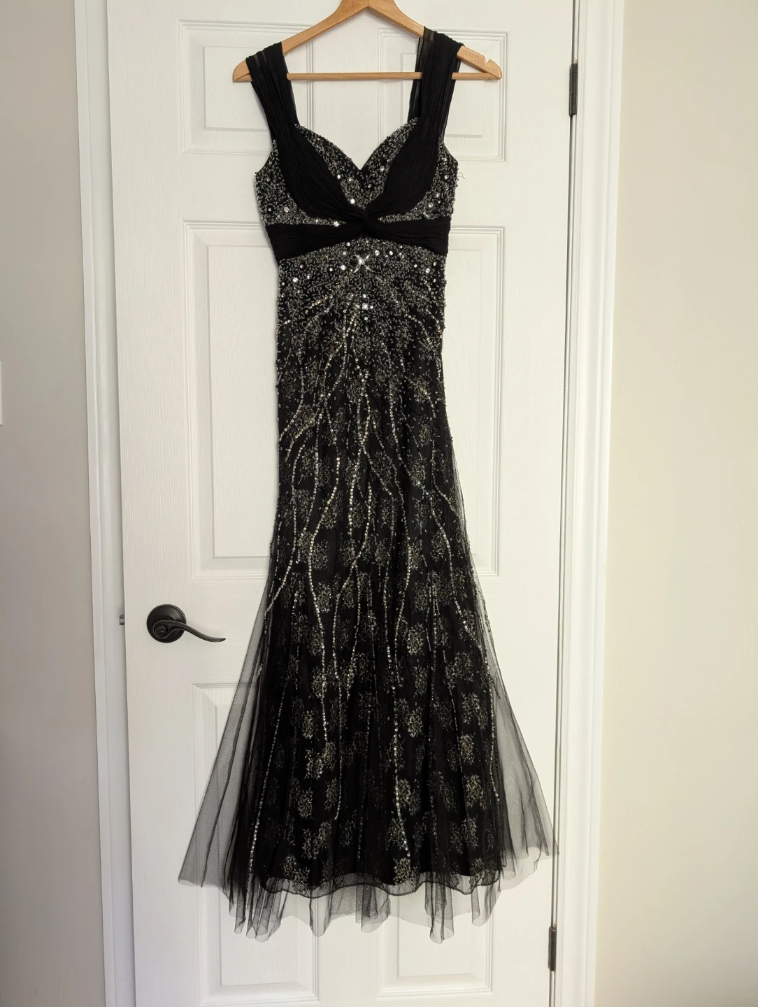 Black Beaded Gown - Size: XS