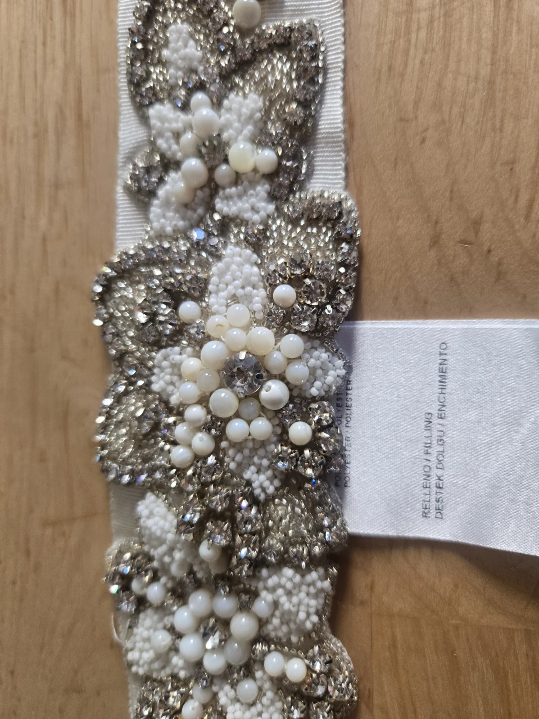 Beaded Ivory Grosgrain  Ribbon Sash - photo 2
