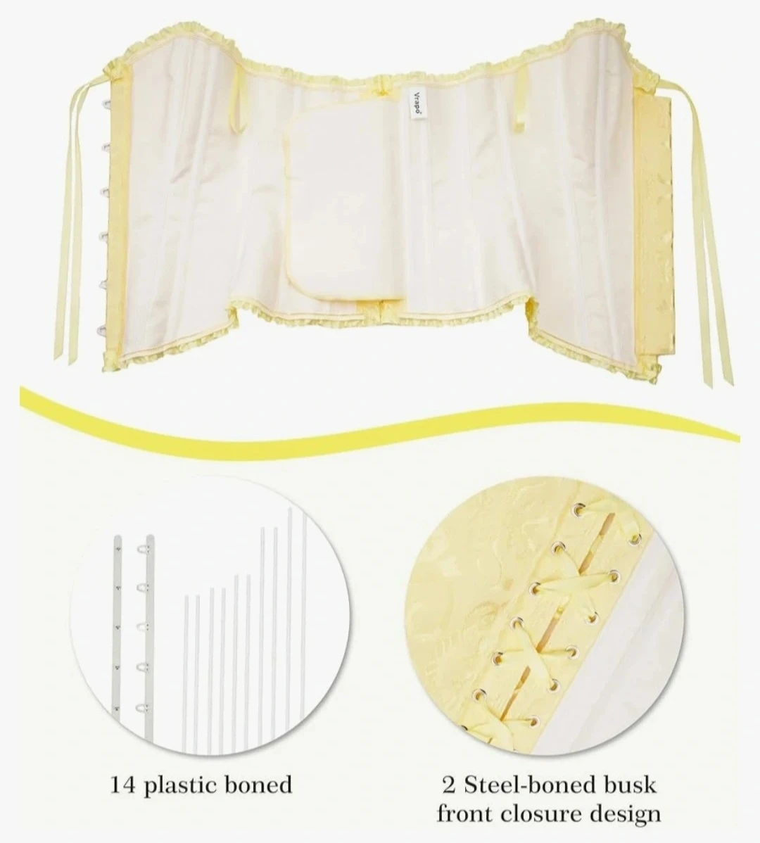 Yellow Jacquard Corset Top - Vrpo - photo 5