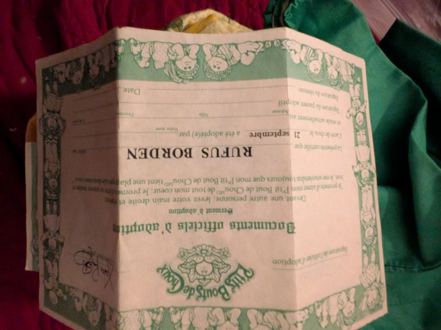 Cabbage Patch Kids Rufus Borden Doll with Adoption Papers - photo 5