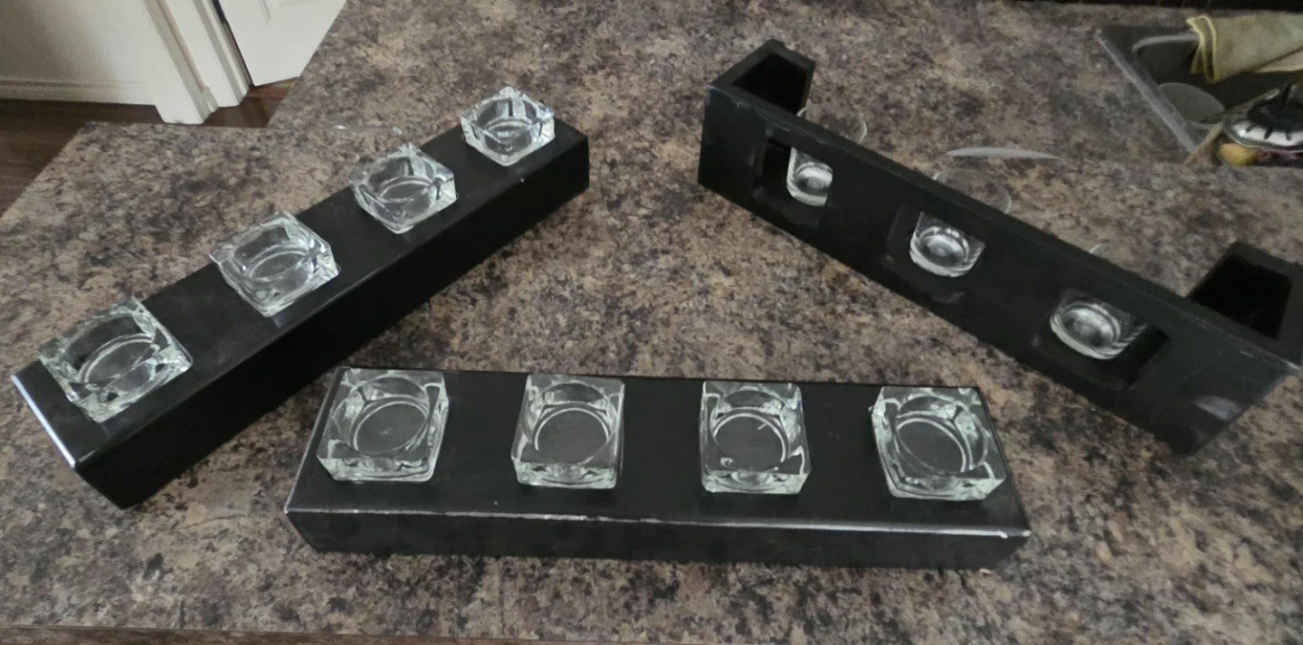 Black multi-candle holder with glass inserts - photo 2