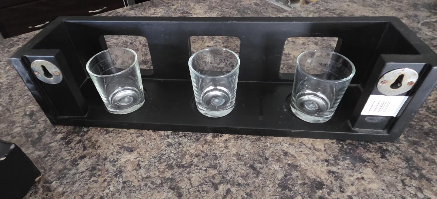 Black multi-candle holder with glass inserts - photo 3