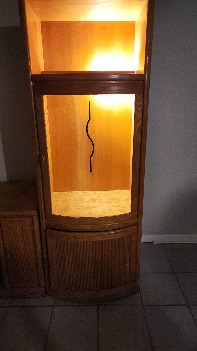 Wooden Entertainment Center with Storage Cabinets - photo 2