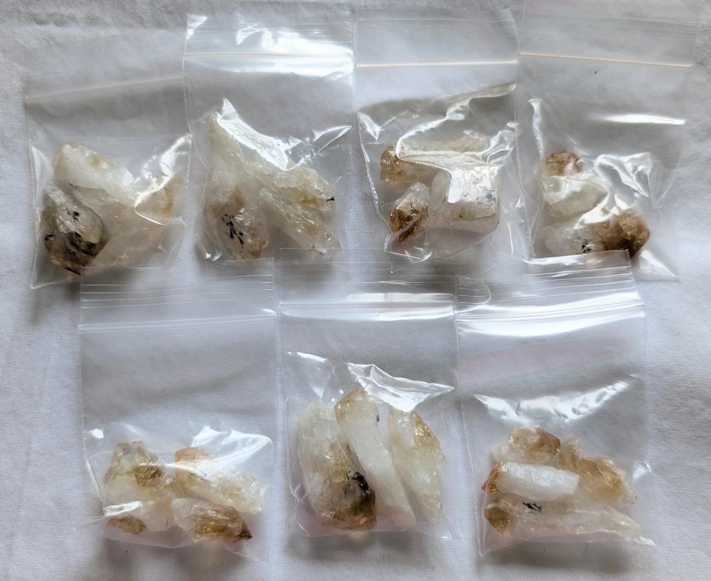 Set of 7 Raw Citrine Crystal Points