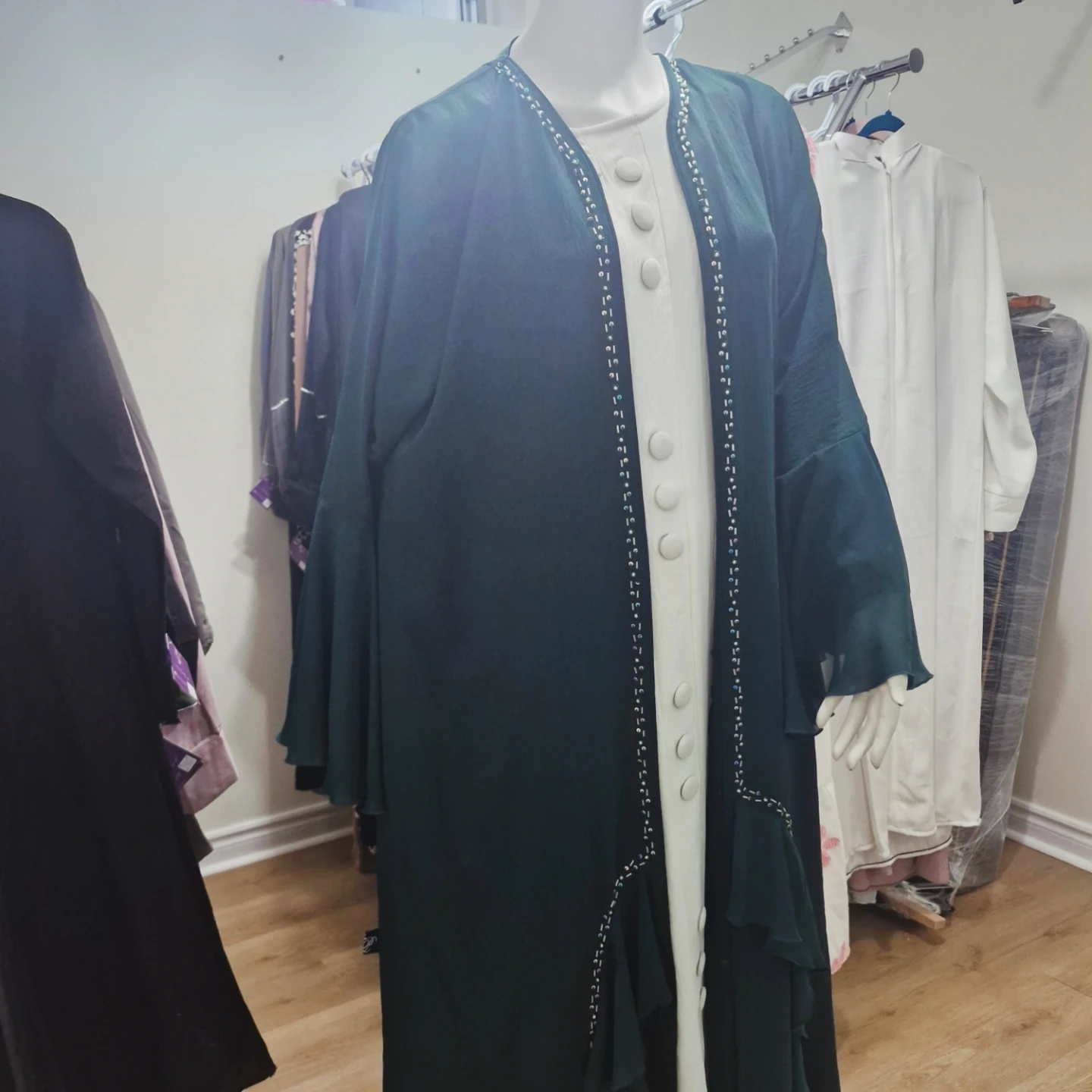 Women's Green Embellished Abaya - photo 3