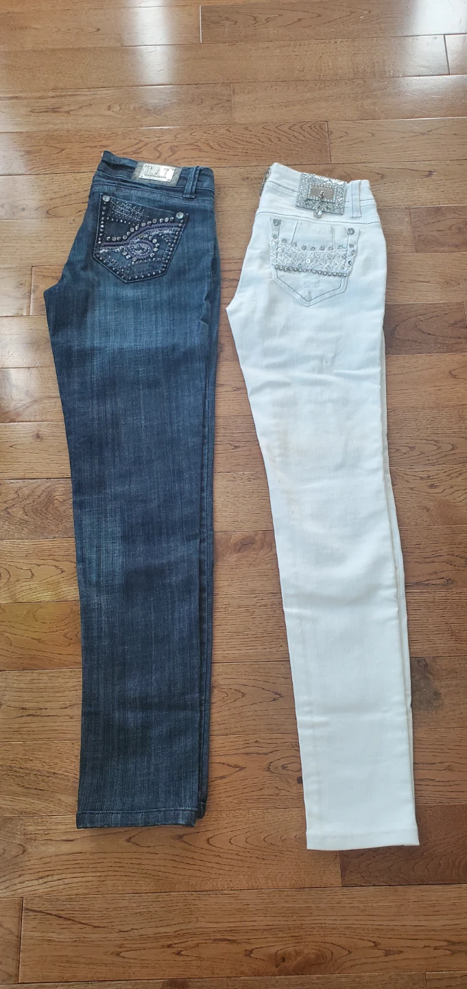 LA Idol Low Rise Skinny Jeans - White & Blue