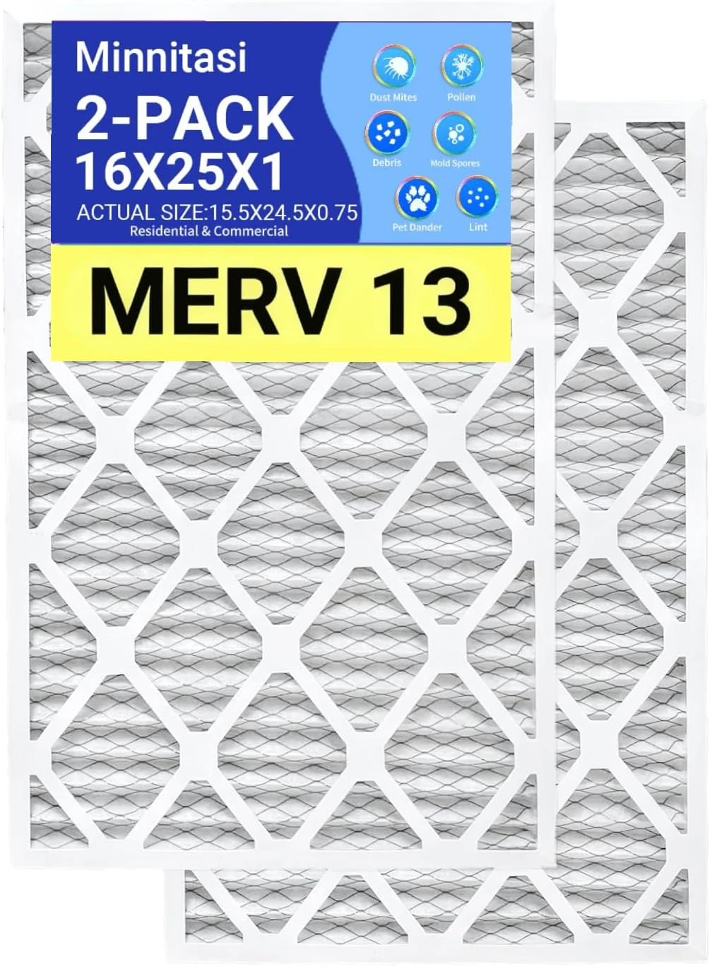 MERV 13 HVAC Air Filter - 2 Pack