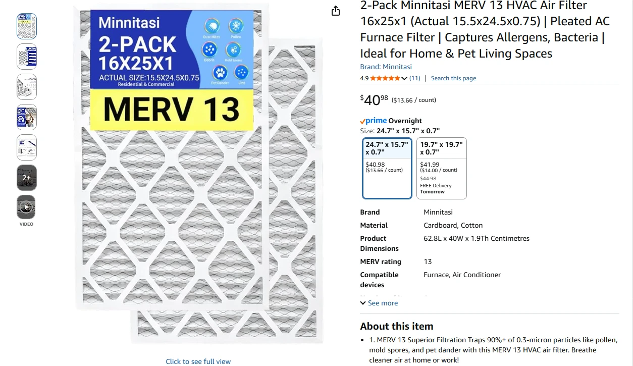 MERV 13 HVAC Air Filter - 2 Pack - photo 2
