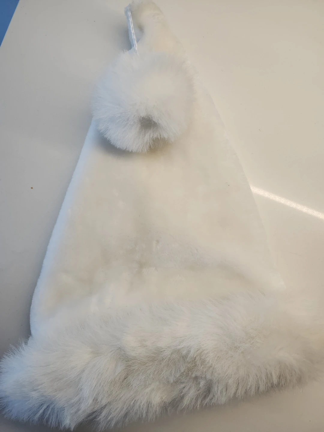 White Santa Hat with Pom and Fur Trim