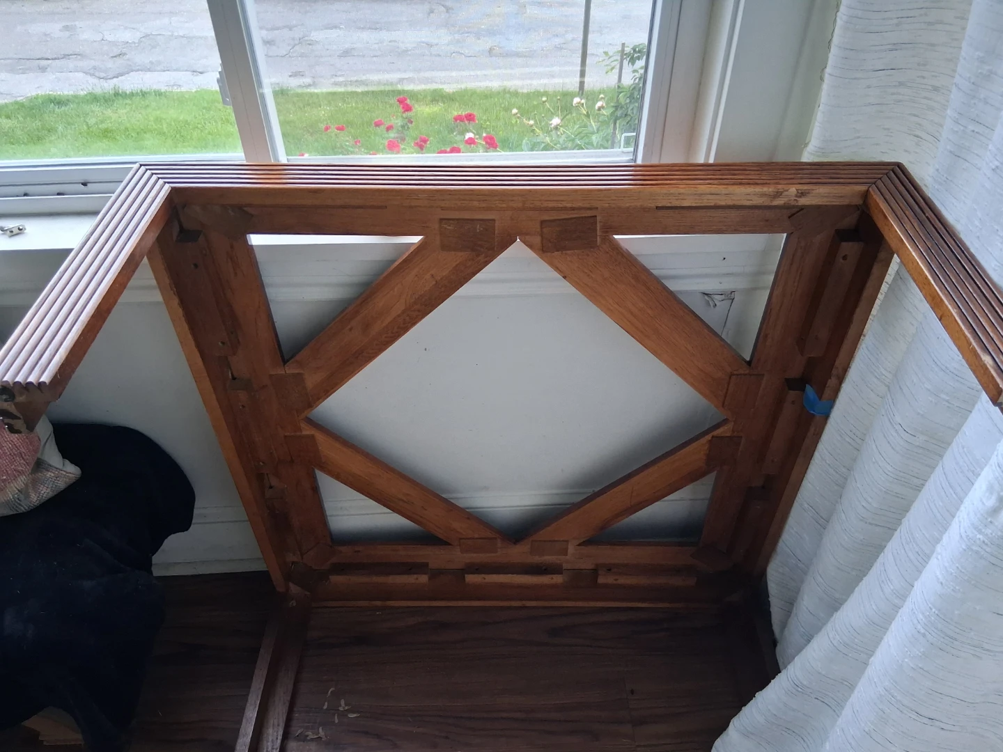 Wood Accent Table with Brass Trim