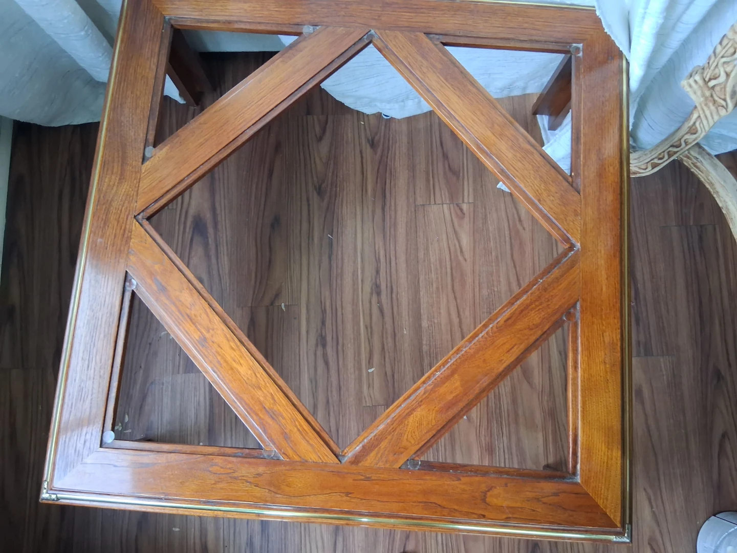 Wood Accent Table with Brass Trim - photo 2