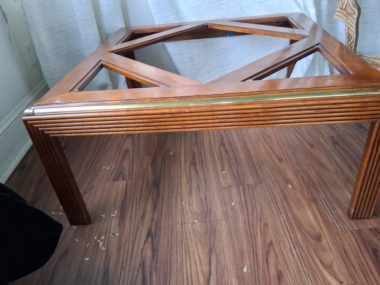 Wood Accent Table with Brass Trim - photo 5