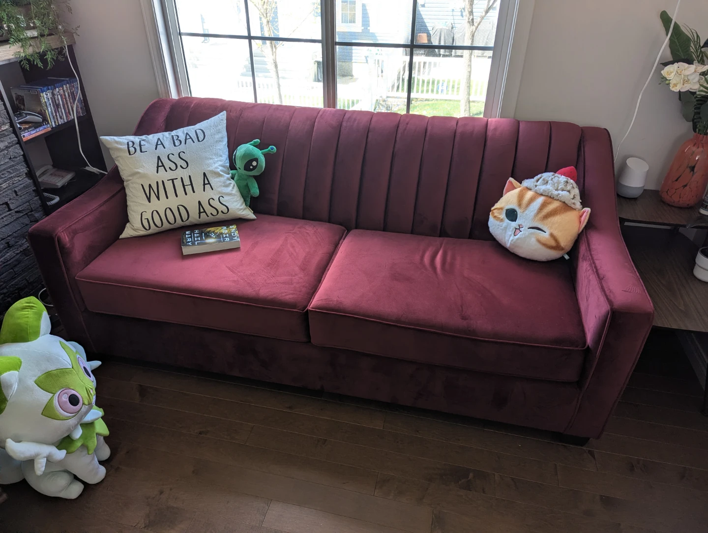 Velvet Loveseat Sofa - Burnt red