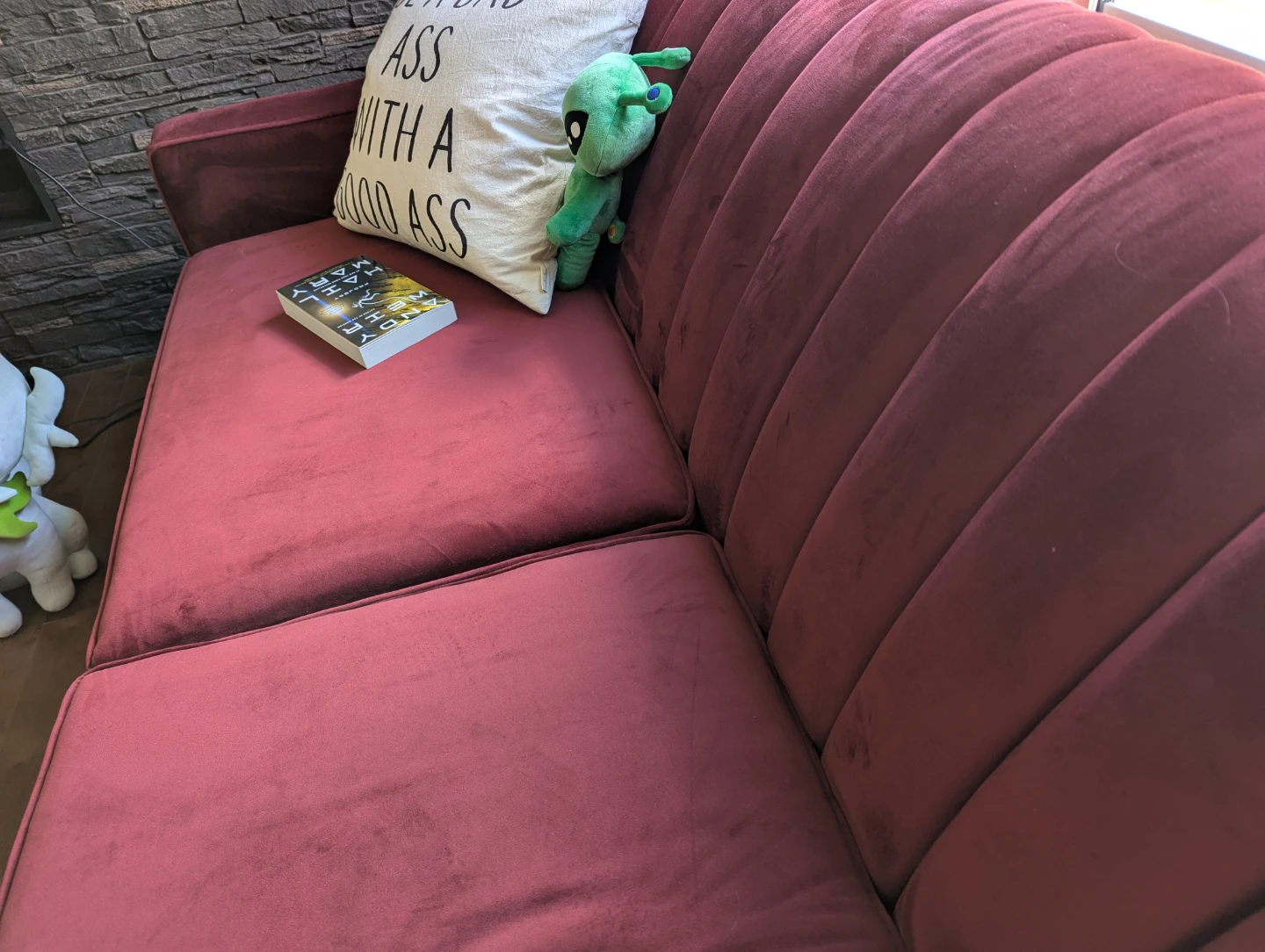 Velvet Loveseat Sofa - Burnt red - photo 3