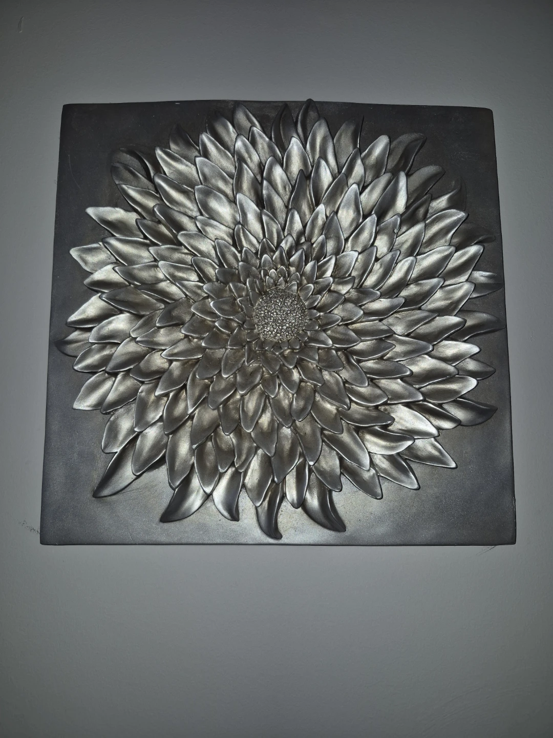 12x12 Silver 3D Floral Wall Art