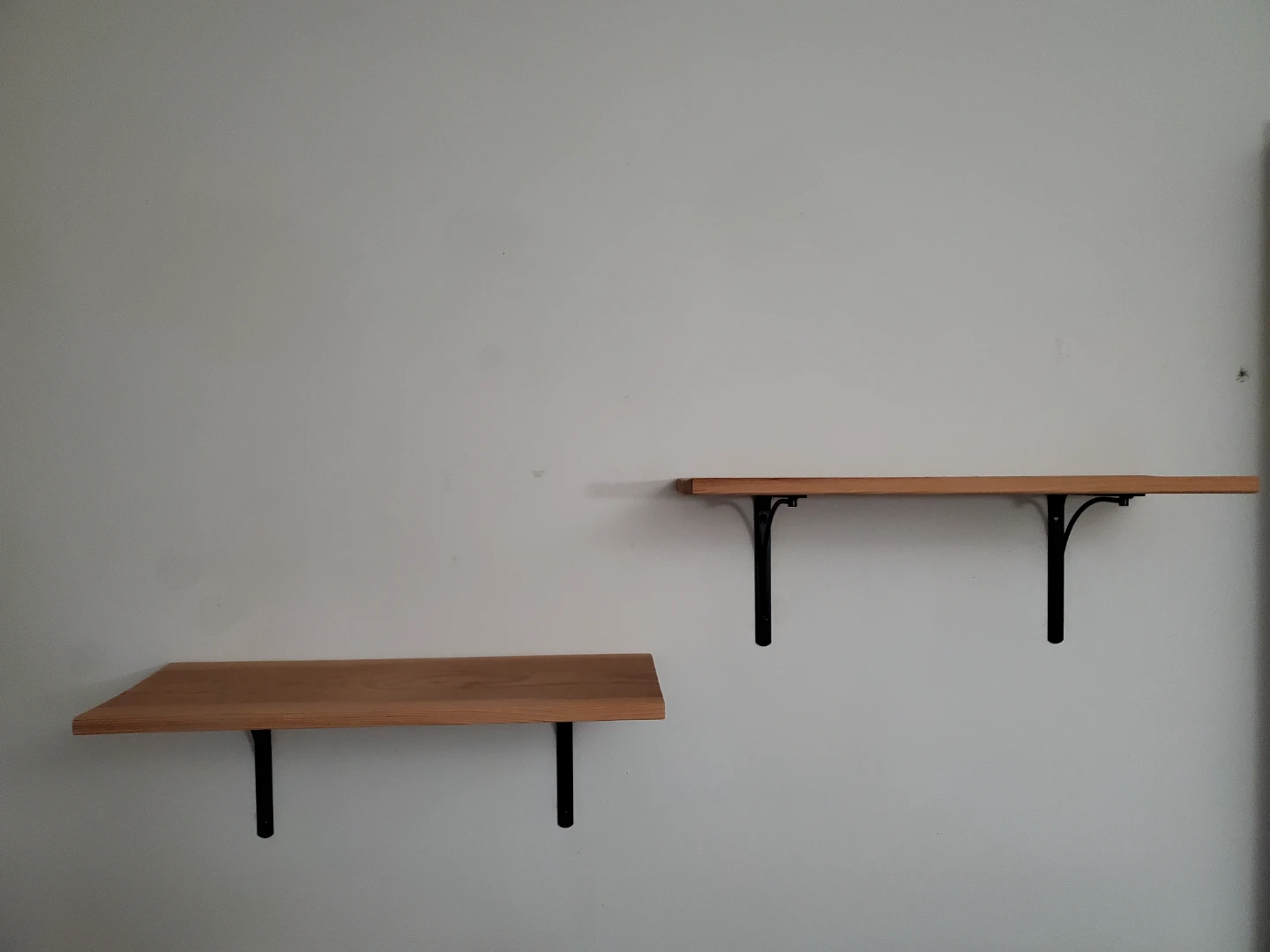 Wooden Shelf with Black Brackets