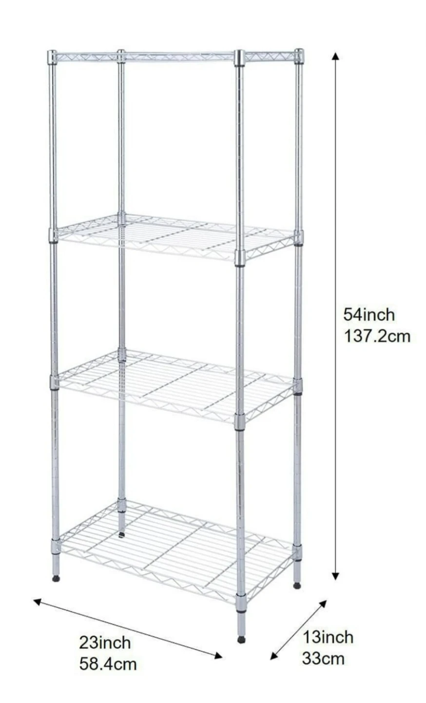 4-Tier Wire Shelving Unit - 23" W x 13" D x 54" H