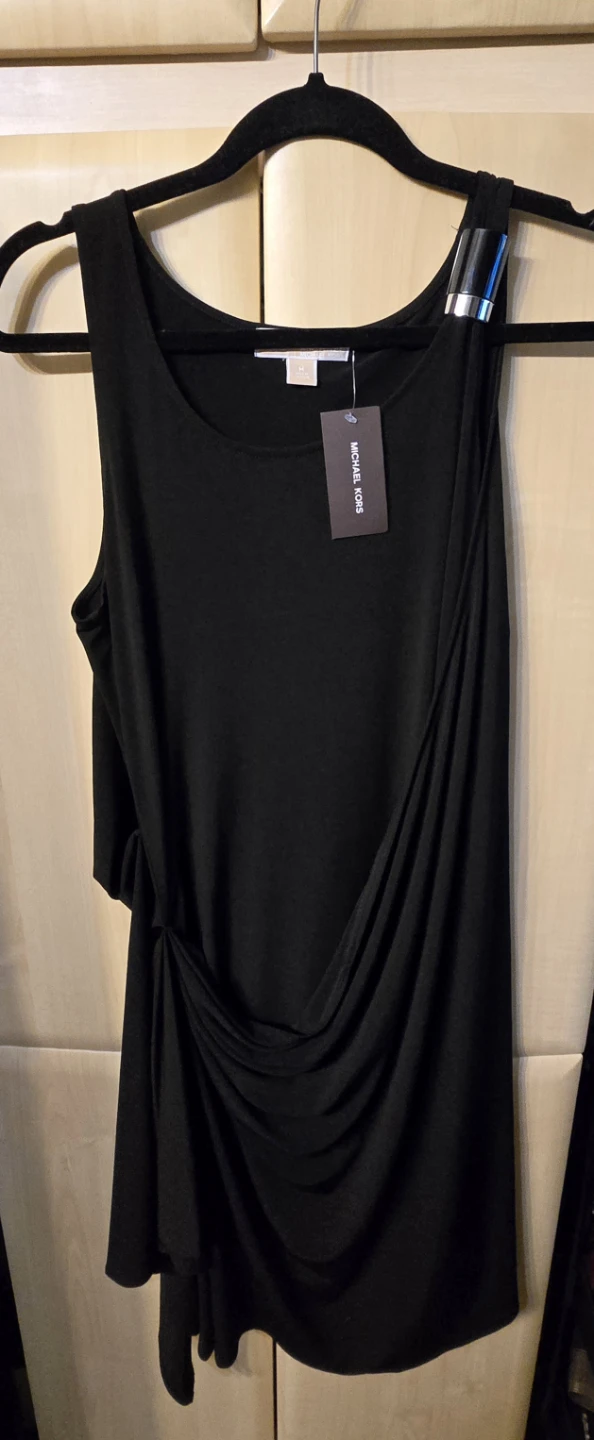 NEW Michael Kors Black Sleeveless Drape Dress [M]