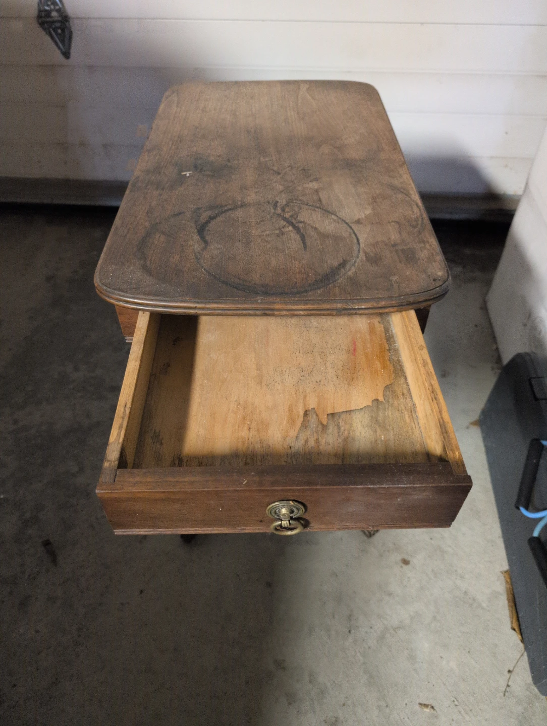 Vintage Wooden Side Table with Drawer - photo 4