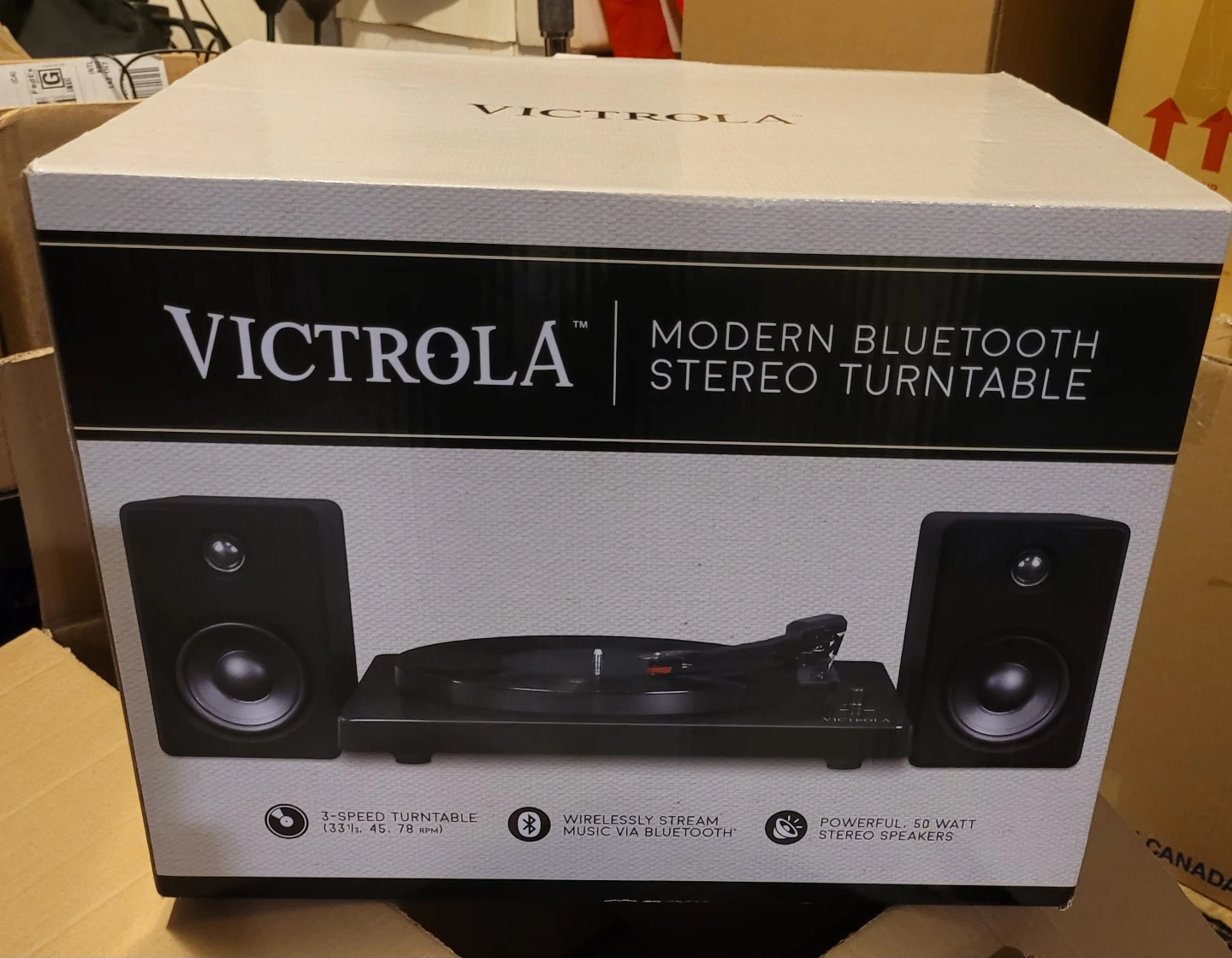 Victrola Modern Bluetooth Stereo Turntable with Speakers