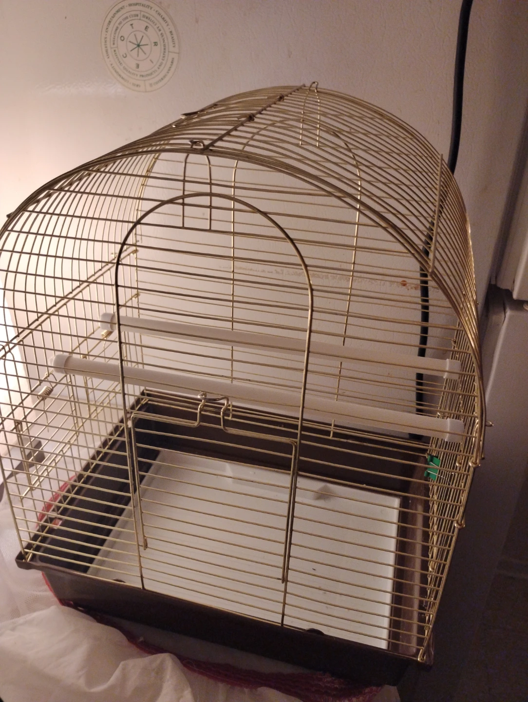 Gold Bird Cage with Perches and Tray