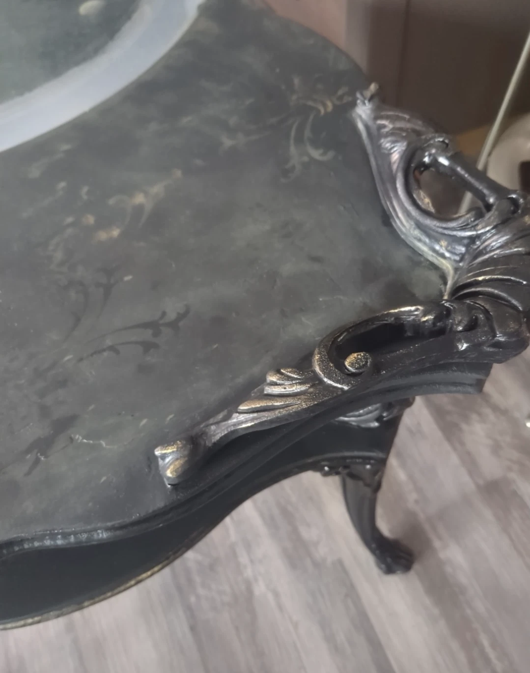 Gothic Black Coffee Table with Art Glass Top - photo 4