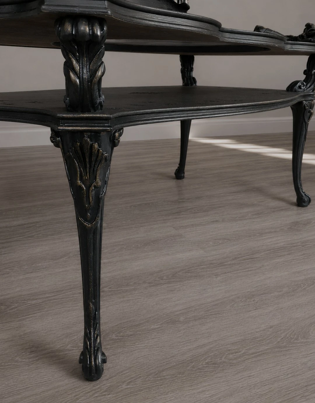 Gothic Black Coffee Table with Art Glass Top - photo 5