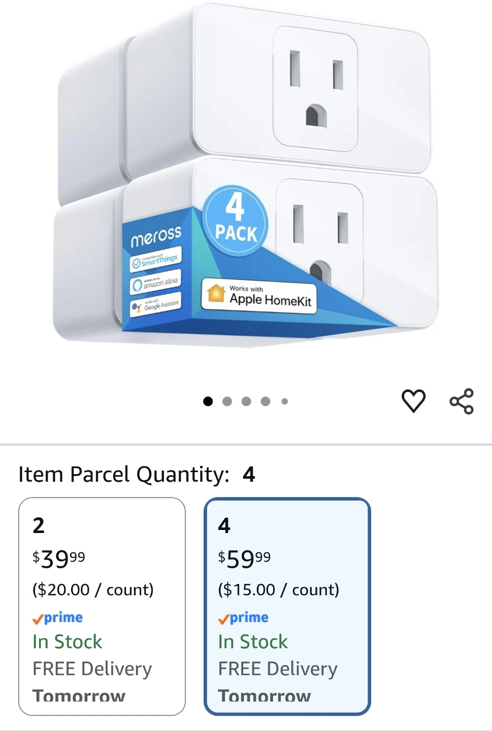 Meross Smart Plug Wi-Fi (4 Pack)