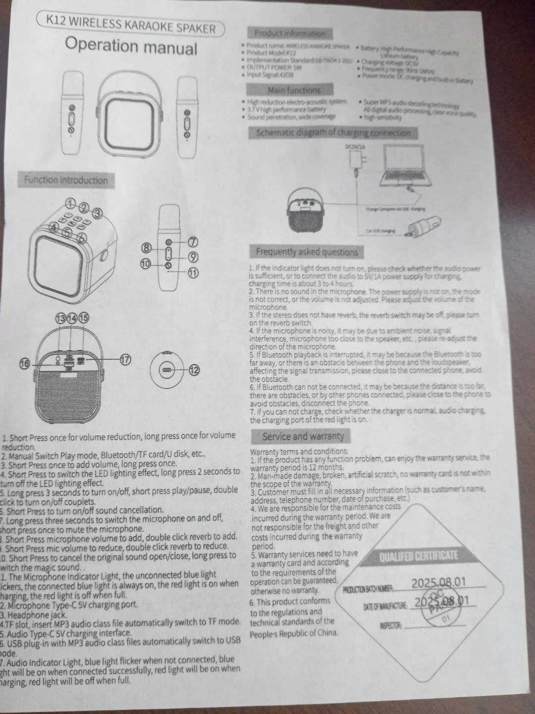 Wireless Karaoke Speaker with 1 Microphone - photo 3