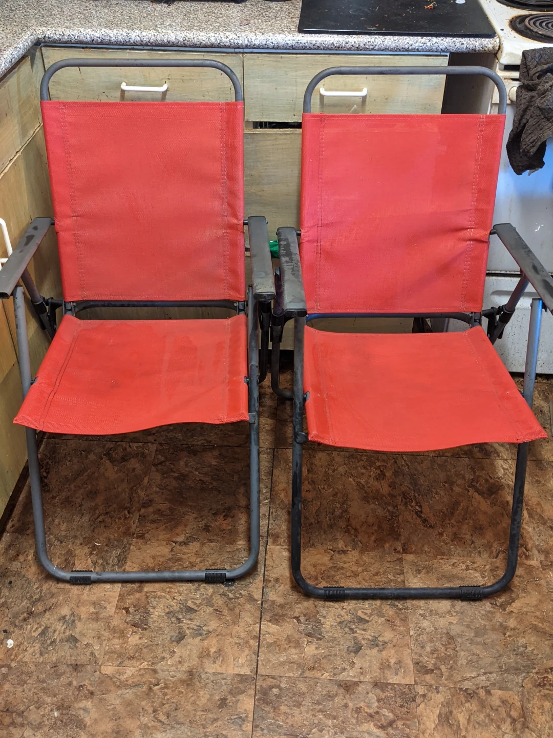 Red Folding Camp Chairs (2)