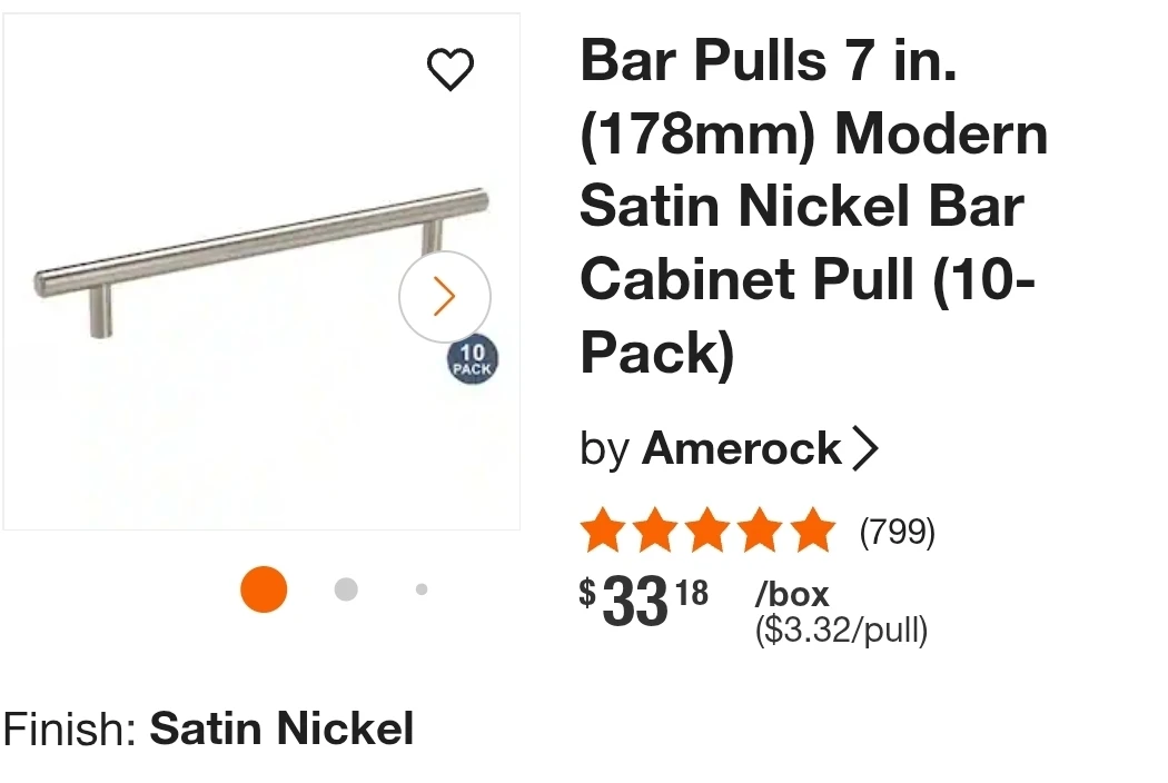 Amerock Bar Cabinet Pulls - 7 in. Satin Nickel (10-Pack)