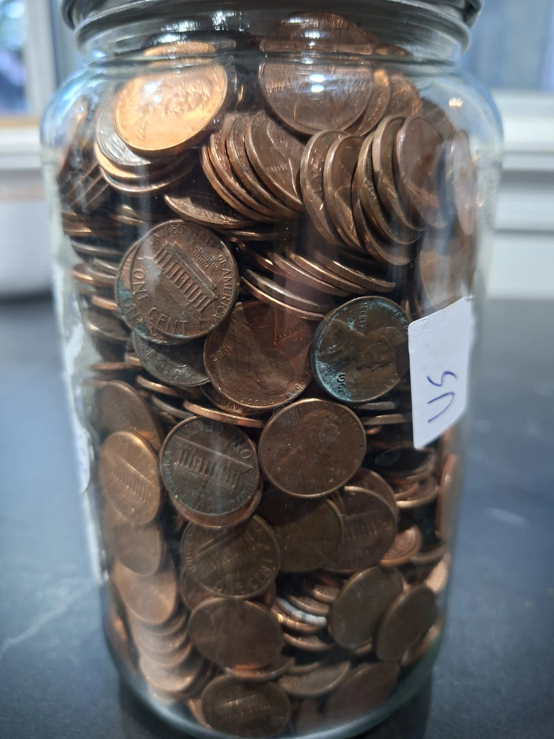 Large pickle Jar full of US Pennies - photo 2