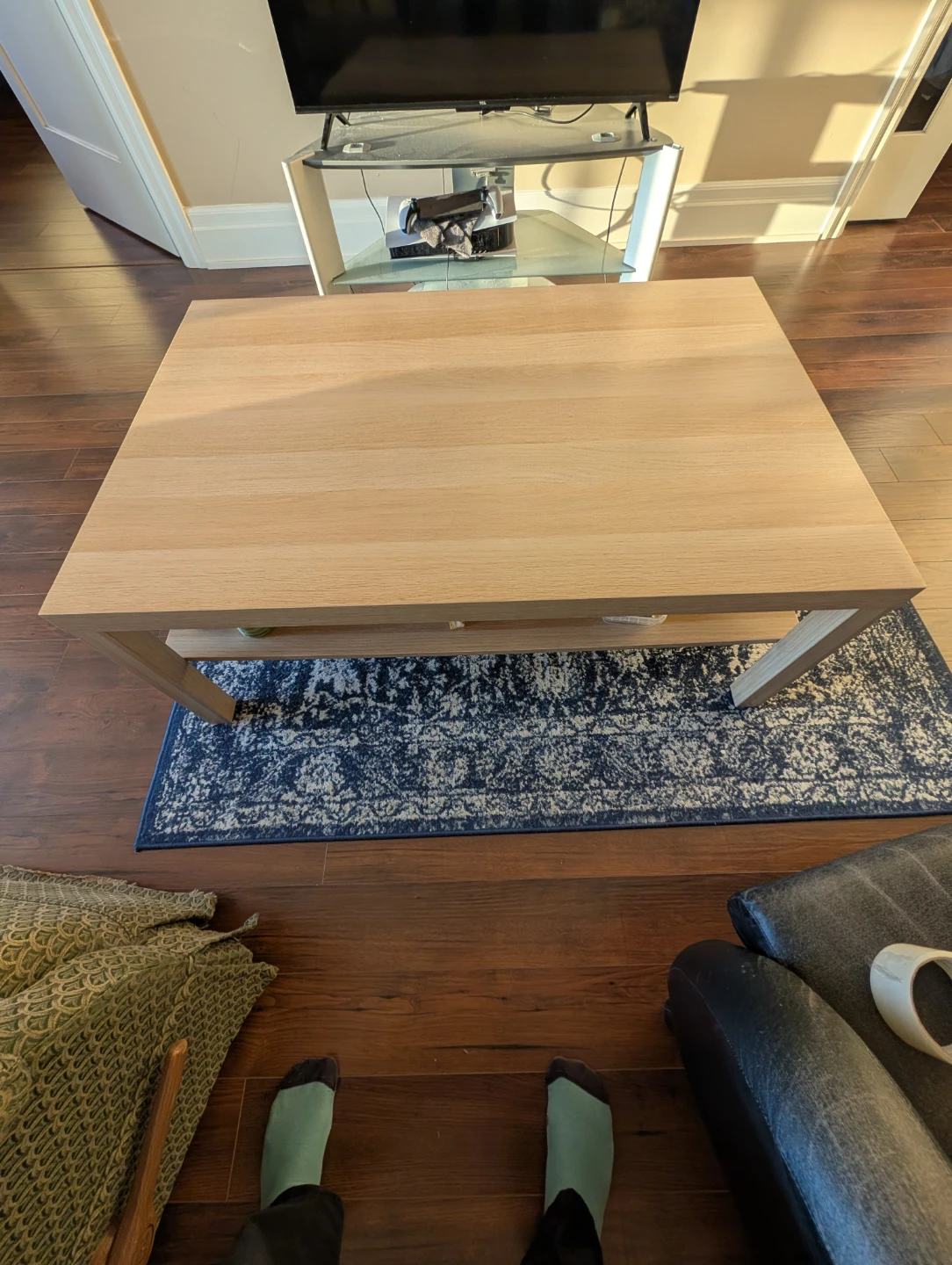 Light Wood Coffee Table with Shelf - photo 2