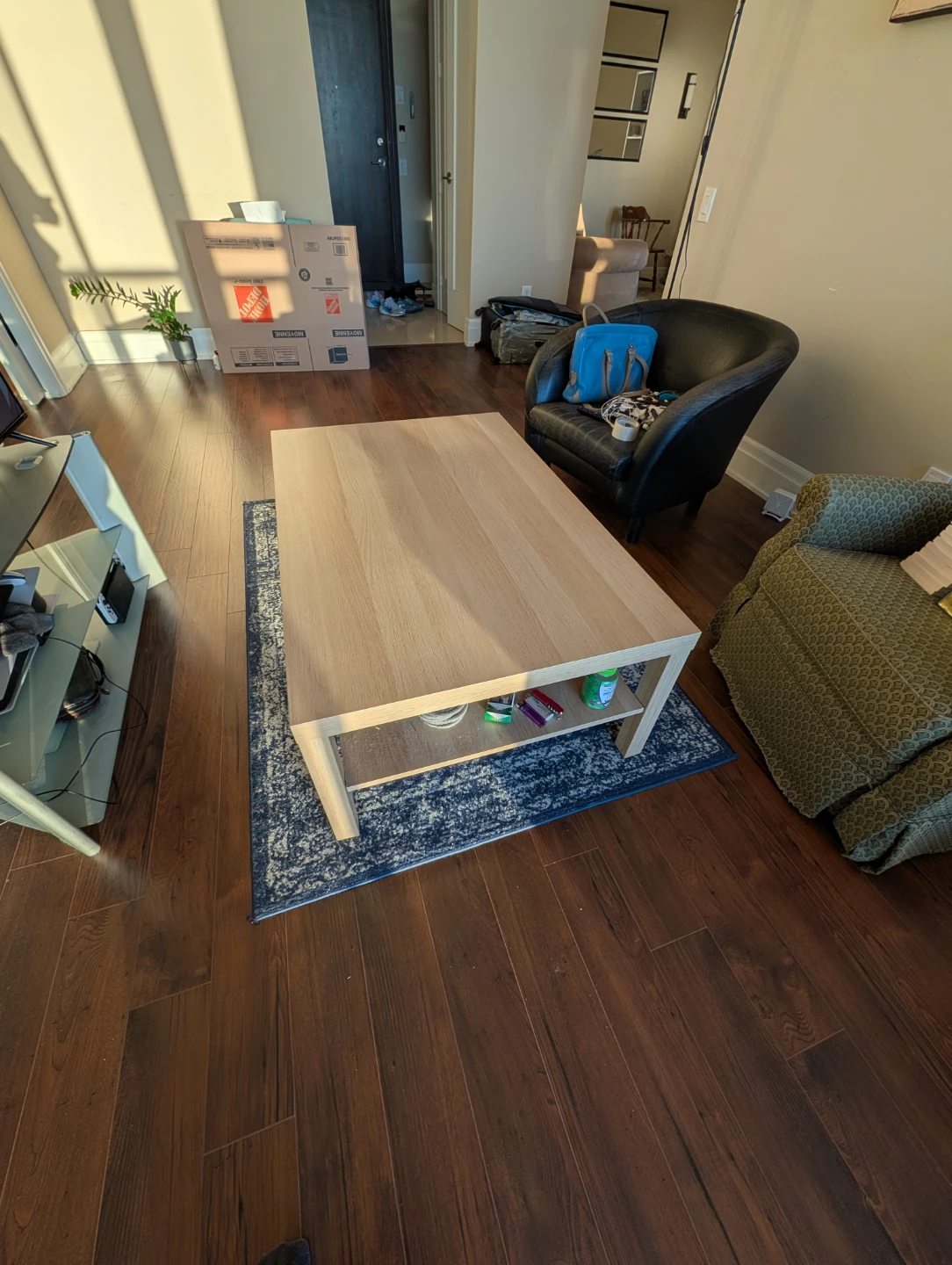 Light Wood Coffee Table with Shelf - photo 3