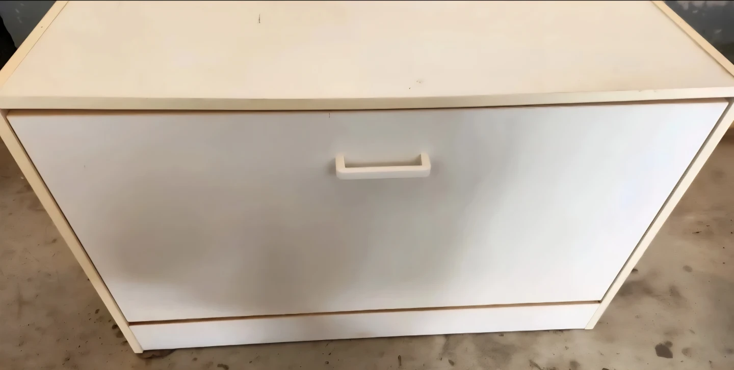 White Shoe Cabinet with Fold-Down Door