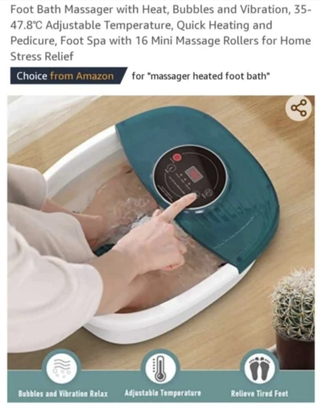 Foot Spa Bath Massager with Heat, Bubble and Vibration, 95-118℉ - photo 5